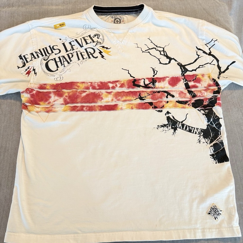 Akademiks Jeans Level Chapter Graphic T Shirt Mens 2XL White Streetwear Y2K - Picture 1 of 12